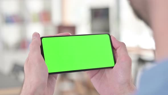 Watching Video on Green Smartphone Screen Chroma Key