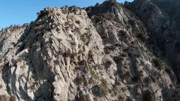 Aerial shot of the rugged landscape of the San Gabriel Mountains