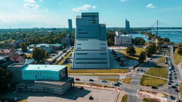 Timelapse View of the New Modern Building of the National Library