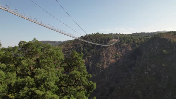 Aerial View of Suspension Sky Bridge 516 in Mountains Arouca Portugal