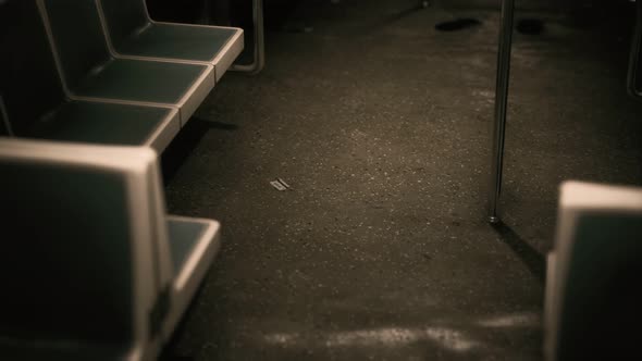 Inside of New York Subway Empty Car