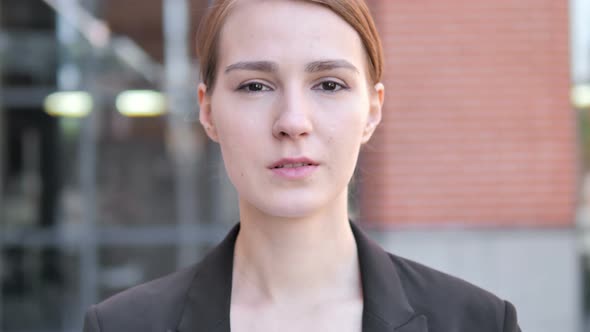 Outdoor Close up of Young Businesswoman