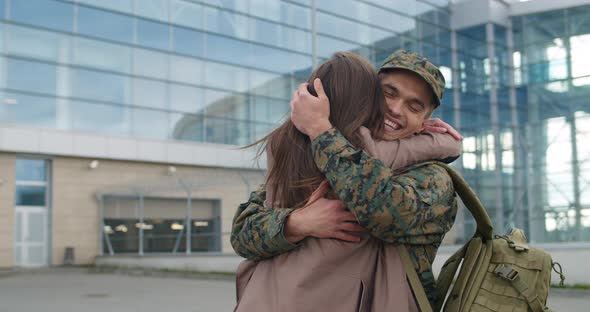 Happy Soldier Coming Back From Army