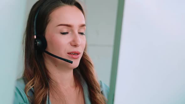 Business People Wearing Headset Working in Office