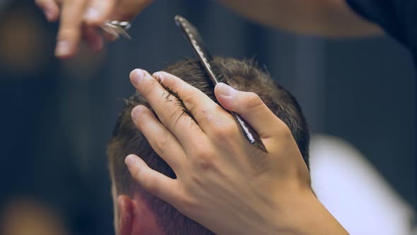 Haircut Men with Scissors