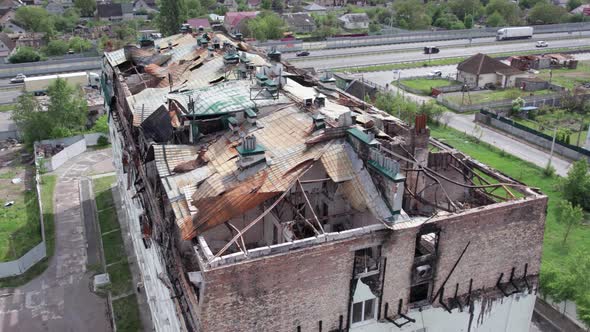 War in Ukraine  Destroyed Building in Stoyanka Bucha District