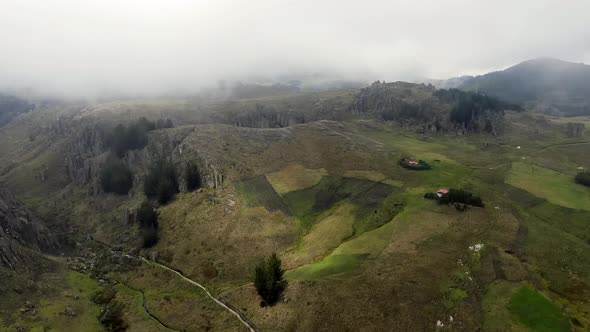 Scenic View Of Peruvian Highlands Covered With Archaeological Complex In Cumbemayo Near Cajamarca In
