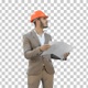 Architect in helmet checking construction plan, Alpha Channel - VideoHive Item for Sale