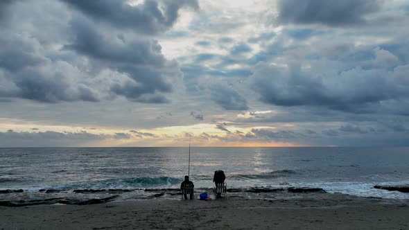 Fishing Near The Shore Sea Aerial View 4 K