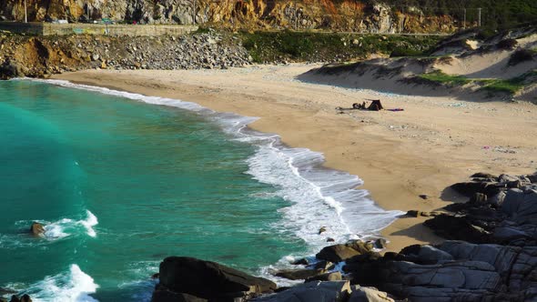 Polluted sea water and beach of Binh Hung. Vietnam