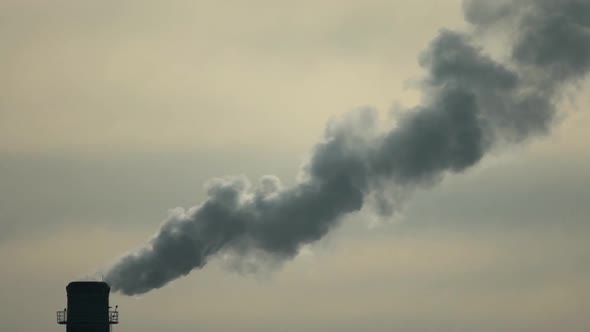 Smoke Comes From the Chimney. Air Pollution. Slow Motion. Ecology. Kyiv. Ukraine