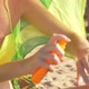 Pretty the Girl Applying Sun Cream on His Hands - VideoHive Item for Sale