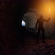 Reptilian Humanoid Holding A Burning Torch In A Cave - VideoHive Item for Sale