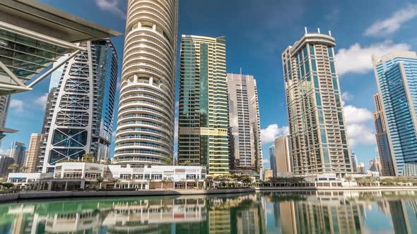 Residential Buildings in Jumeirah Lake Towers Timelapse in Dubai UAE