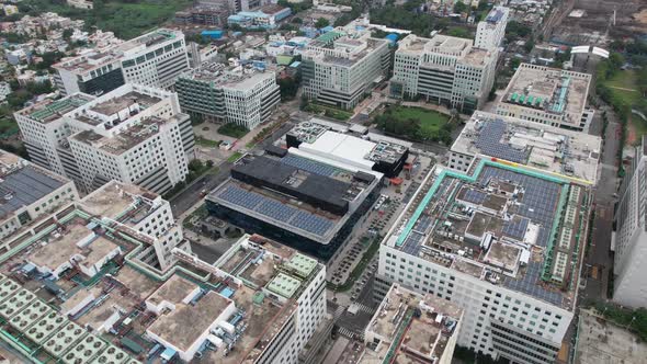 Aerial view of multiblock Information technology (IT) SEZ Commercial Project