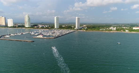 Aerial view Flying Pattaya beach Thailand