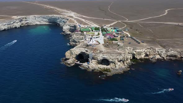 View of the Steep Rocky Cliffs of the Coastline