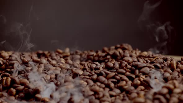 Vapor Rising Coffee Grains in Super Slow Motion