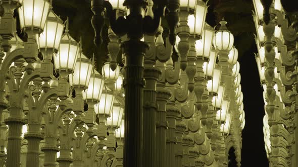 The Urban Light in L.A., at night