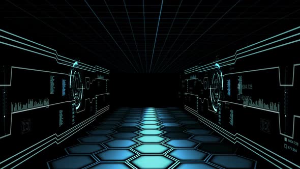 Corridor With Hud Servers In Data Center alt