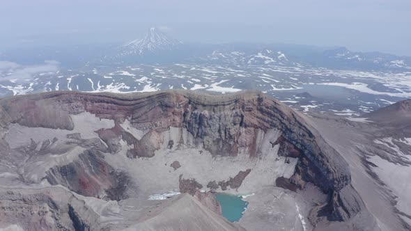 The Blue Lake in the Crater of Gorely Volcano