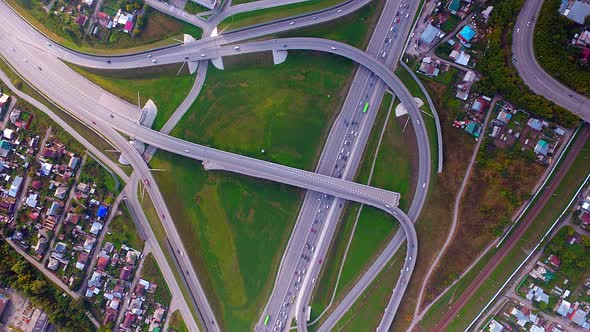 Hyperlapse City Street Intersection Traffic Circle Roundabout in Novosibirsk