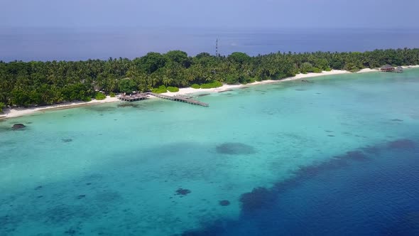 Aerial drone landscape of shore beach time by ocean with sand background