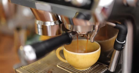 Making Espresso Drink on a Coffee Machine