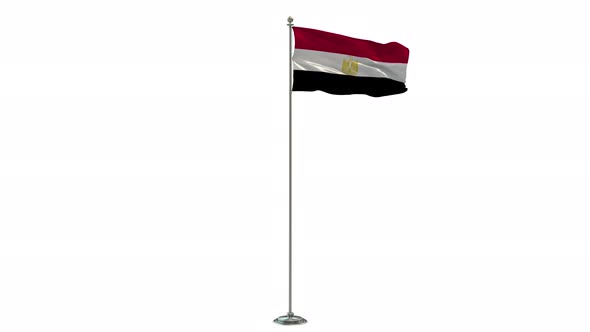 Egypt   loop 3D Illustration Of The Waving Flag On Long  Pole With Alpha