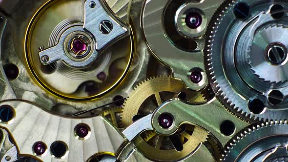 Close Up Footage of Mechanism of a Watch