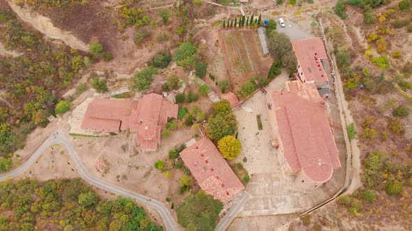 Overhead View Of Shio Mgvime Monastery In The Valley