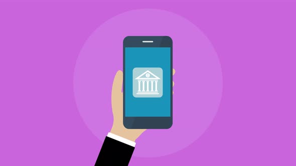 Animation of Banking on mobile , Exchange money online