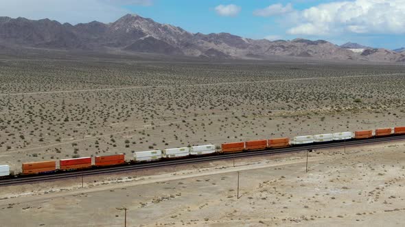 Cargo Locomotive Railroad Engine Crossing Arizona Desert Wilderness. USA