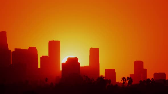 Time Lapse of the sun rising from behind downtown Los Angeles