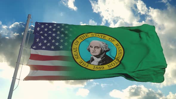 Flag of USA and Washington State