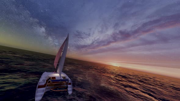 Sailing on the sea sunrise