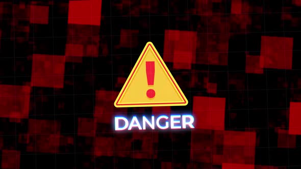 Danger Digital Icon Glitch Text Background