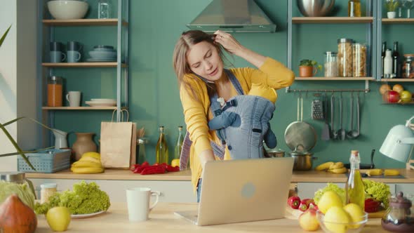 Exhausted Female Working Remotely During an Economic Crisis