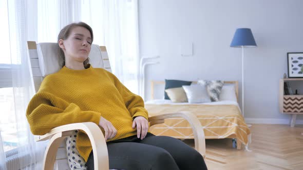 Sleeping Tired Woman Sitting on Casual Chair