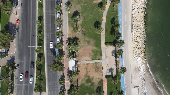 Landscape Coastal Road Traffic Aerial