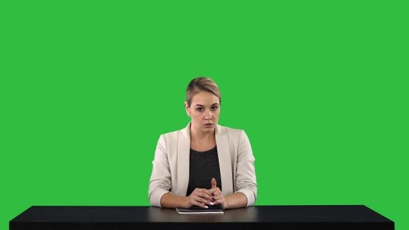 A Female Newsreader Presenting the News Add Your Own Text