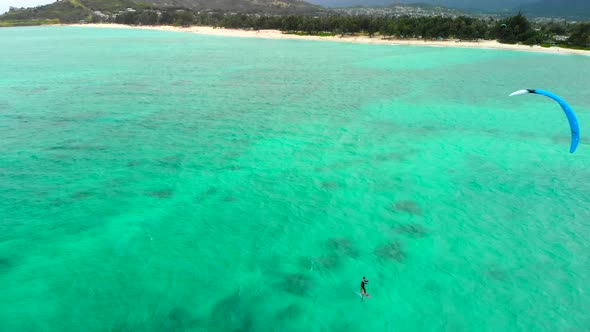 Aerial of Kite Boarder in Kailua Bay