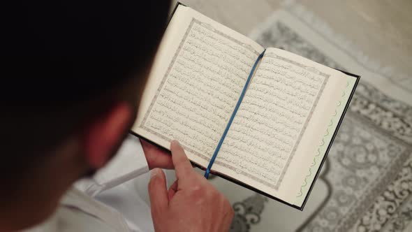 Middle Eastern Man Praying Closeup Islamic Religion