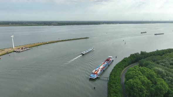 Ship Departing Volkerak Lock in the Netherlands