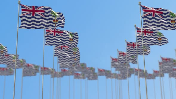 British Indian Ocean Territory Row Of National flags Walk Throw Animation