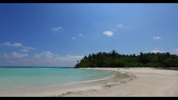 Aerial top view sky of luxury bay beach wildlife by blue sea and white sand background of a picnic n