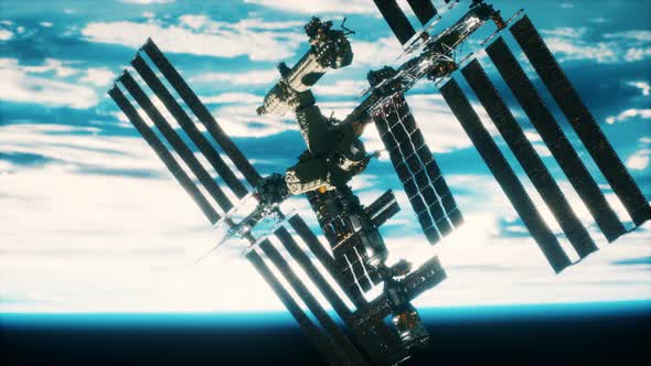 International Space Station Over the Earth Elements Furnished By NASA