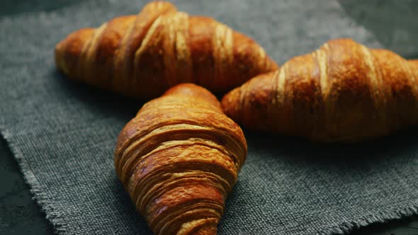 Fresh Croissants Placed on Napkin