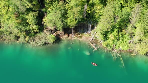 Aerial View of the Plitvice Lakes in the National Park of Croatia Clean Nature