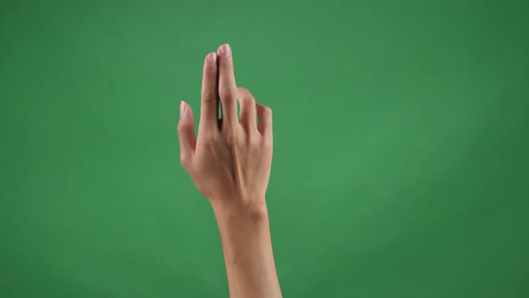 One Click Two Fingers On Green Screen Background